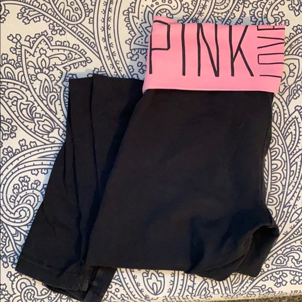 VS PINK black/pink yoga leggings XS